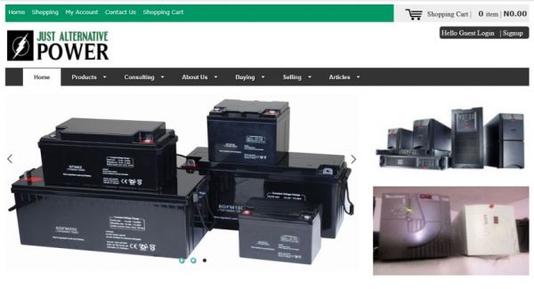 An e-commerce website for Just Alternative Power